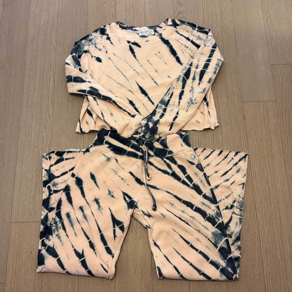 Wildfox Tie-Dye Women's Top and Bottom Set - Cream and Black